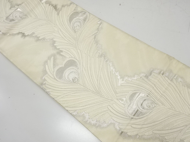 JAPANESE FUKURO OBI / WOVEN PEACOCK FEATHERS